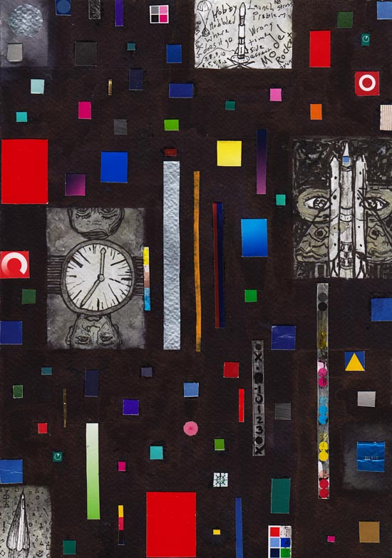 Collage with rocket drawings
